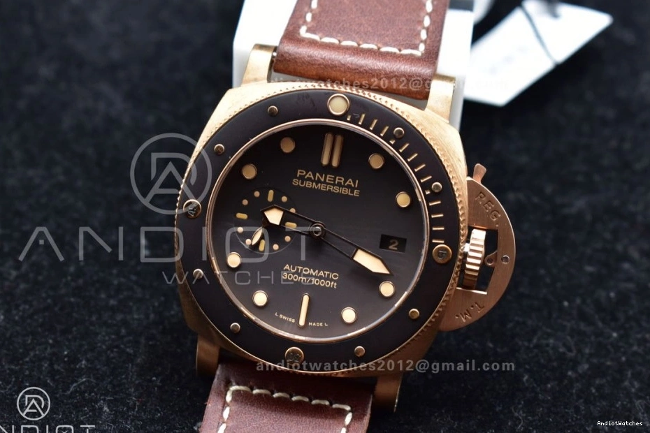 on Calfskin Edition Clone Brown PAM968 SunProtective Best Strap 1:1 Bronzo Brown VSF Dial Bezel and Ceramic 995 P.9010 V 0219